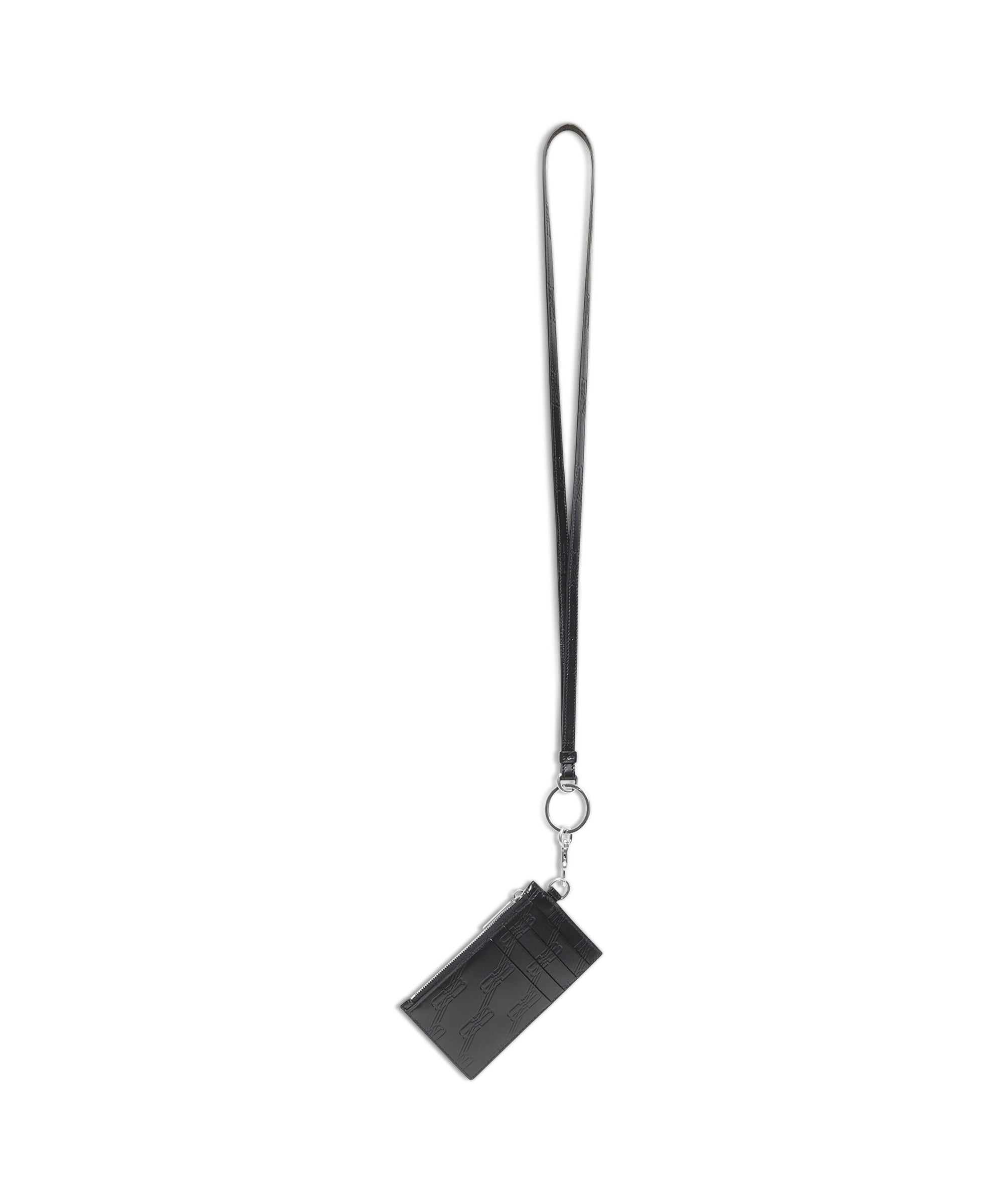 Embossed Monogram Card Case On Keychain Box - Black