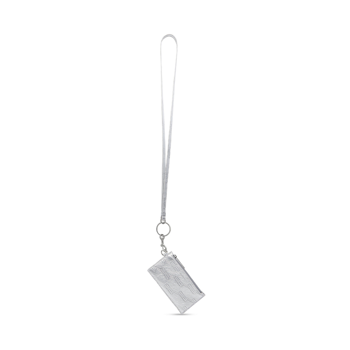 Embossed Monogram Card Case On Keychain Box - Silver