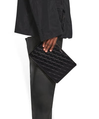 Embossed Monogram Medium Pouch With Handle Box - Black