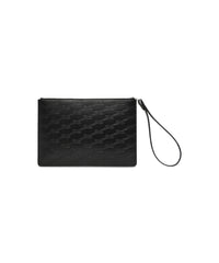 Embossed Monogram Medium Pouch With Handle Box - Black
