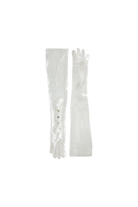 Sheer and Sequins optic white Gloves - Optic White