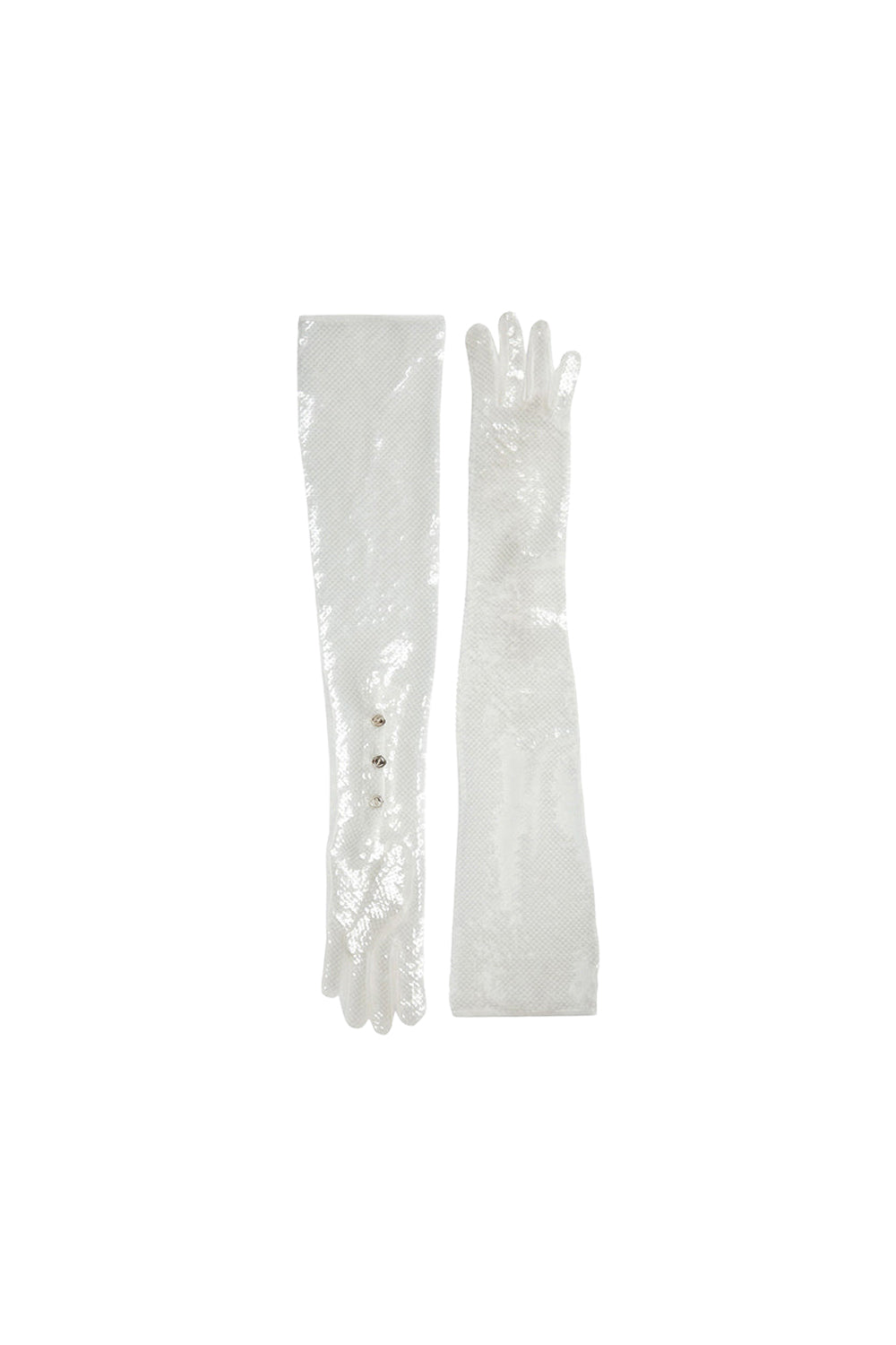 Sheer and Sequins optic white Gloves - Optic White
