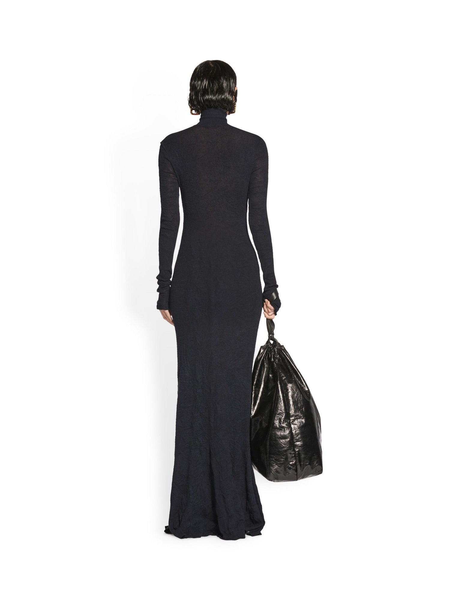 Maxi Godet black Dress - Black