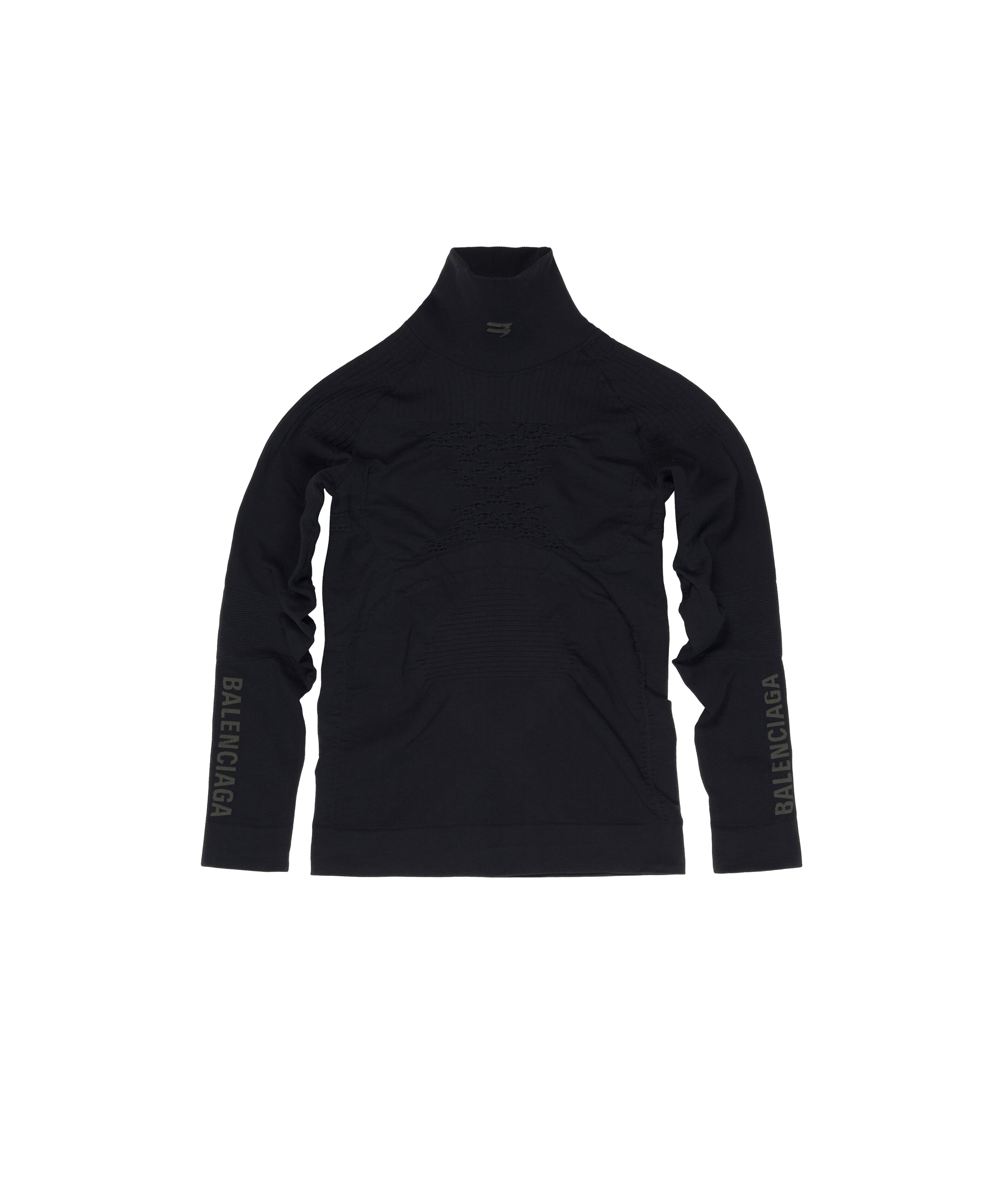 Sporty B Highneck Athletic Long Sleeve Top - Black