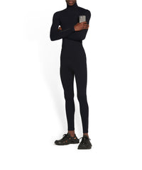 Sporty B Highneck Athletic Long Sleeve Top - Black