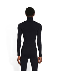 Sporty B Highneck Athletic Long Sleeve Top - Black