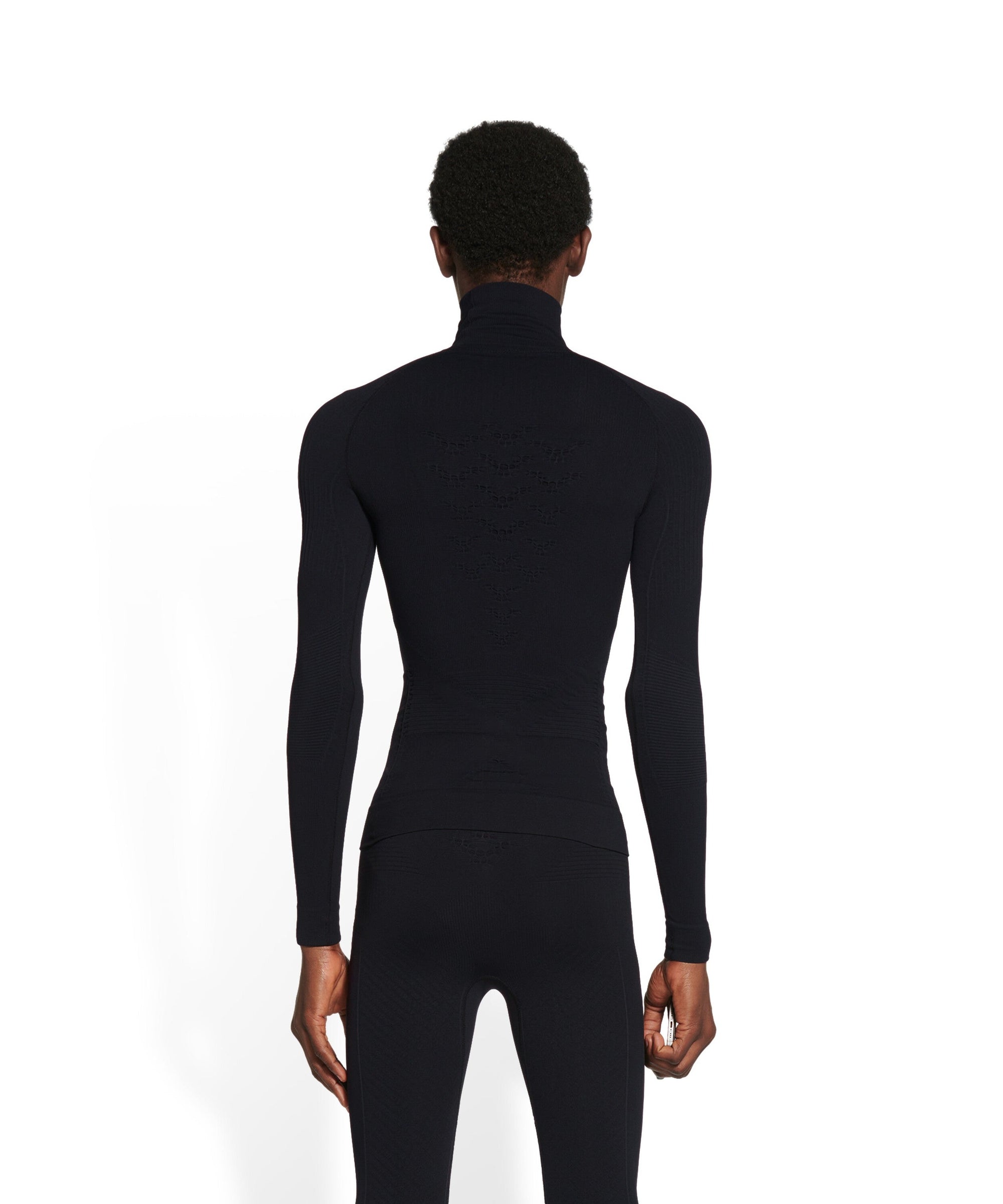 Sporty B Highneck Athletic Long Sleeve Top - Black