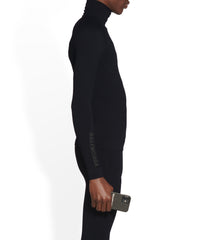 Sporty B Highneck Athletic Long Sleeve Top - Black