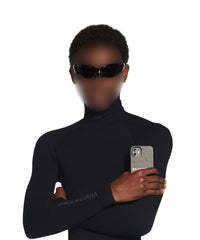 Sporty B Highneck Athletic Long Sleeve Top - Black