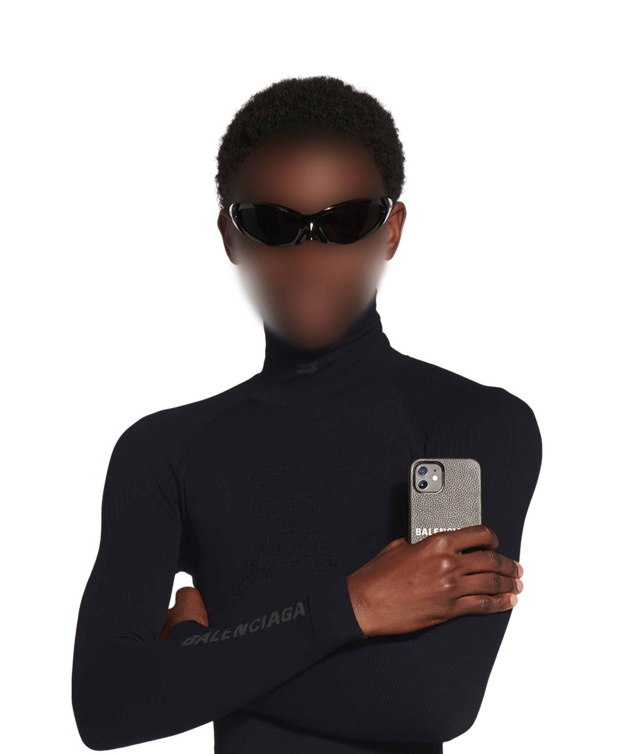 Sporty B Highneck Athletic Long Sleeve Top - Black