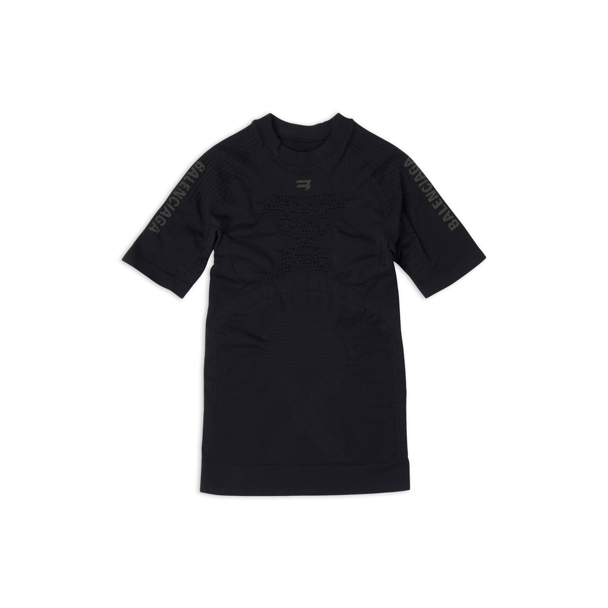 Sporty B Crewneck Short Sleeve Athletic Top - Black