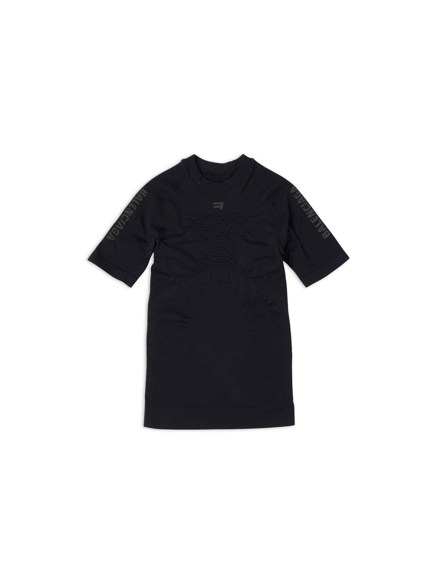 Sporty B Crewneck Short Sleeve Athletic black Top - Black