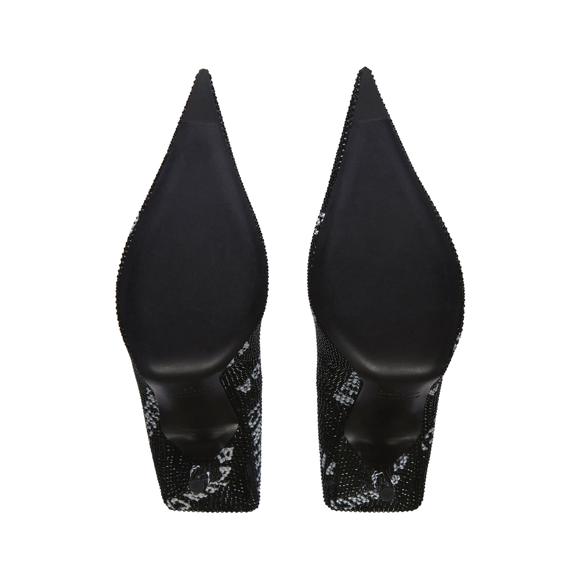 Square Knife 110 Pumps With Allover Logo Rhinestones - Black & White