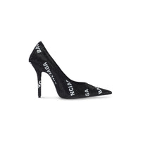 Square Knife 110 Pumps With Allover Logo Rhinestones - Black & White
