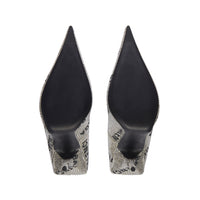Square Knife 110 Pumps With Allover Logo Rhinestones - Crystal & Black