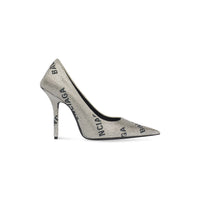 Square Knife 110 Pumps With Allover Logo Rhinestones - Crystal & Black