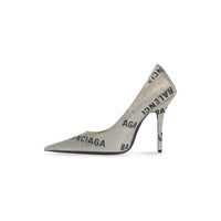 Square Knife 110 Pumps With Allover Logo Rhinestones - Crystal & Black