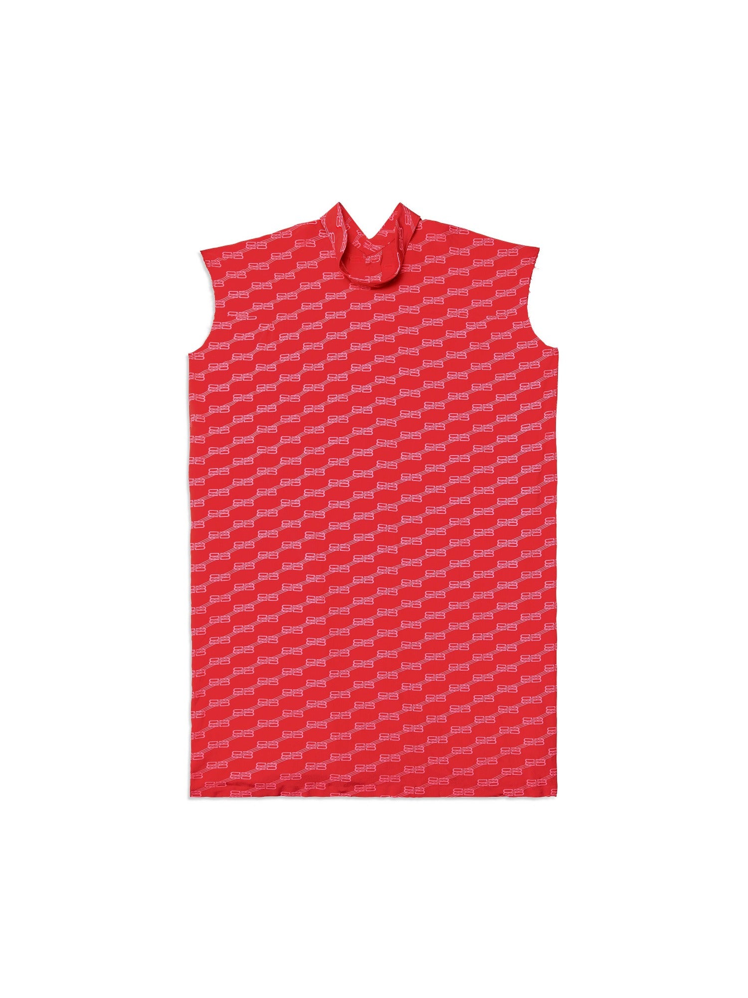 BB Monogram Swing Collar Rawcut red & pink Dress - Red & Pink