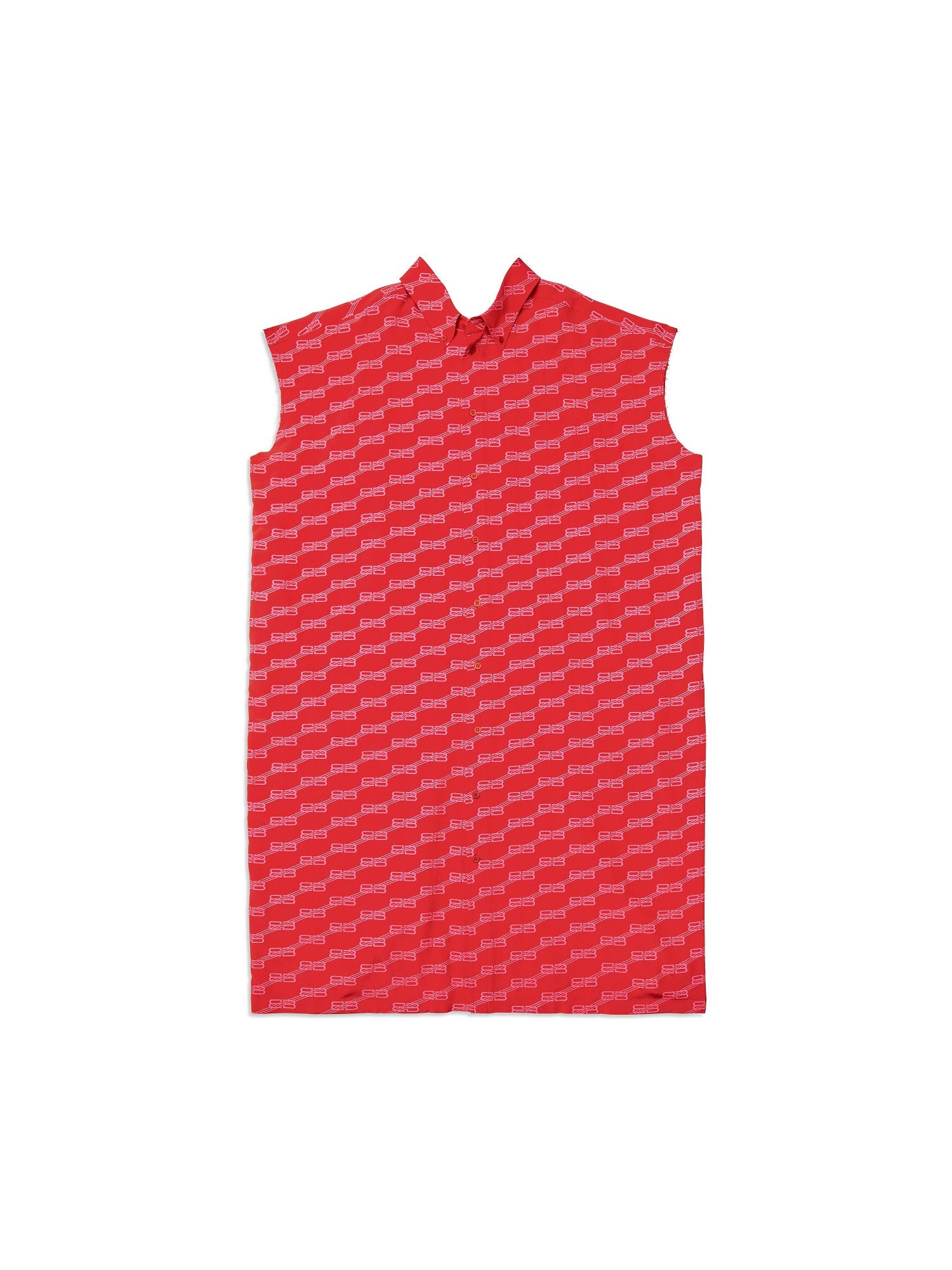 BB Monogram Swing Collar Rawcut red & pink Dress - Red & Pink