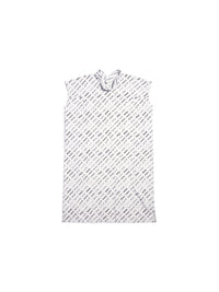 Logomania All Over Swing Collar Rawcut ecru & black Dress - Ecru & Black