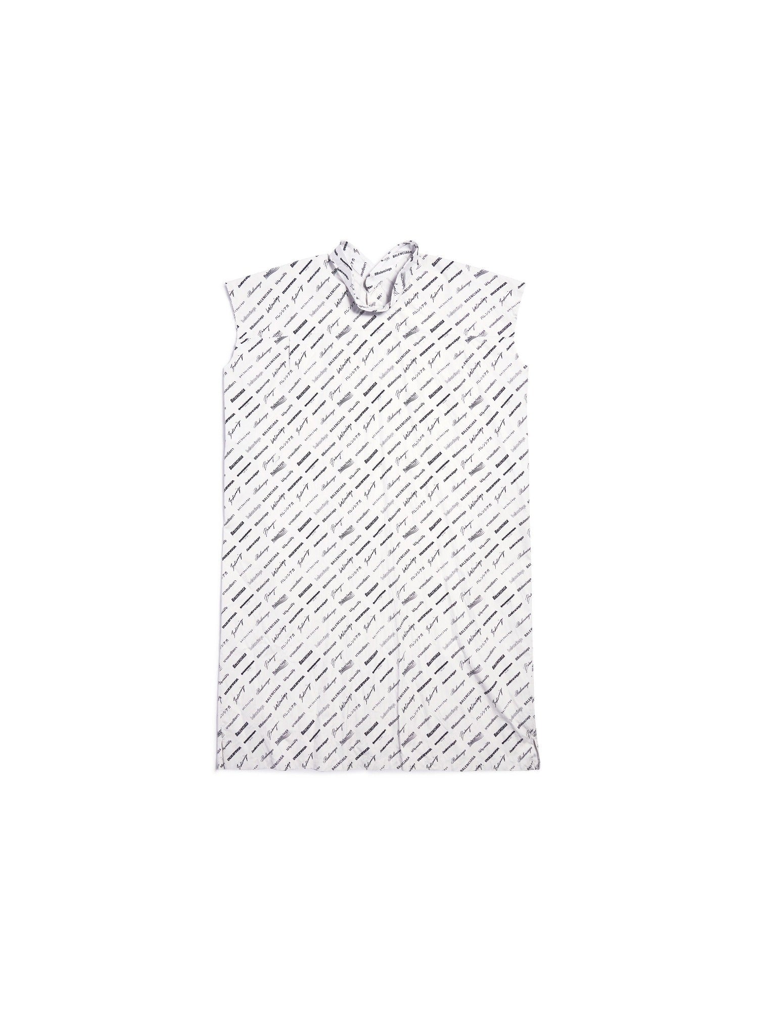 Logomania All Over Swing Collar Rawcut ecru & black Dress - Ecru & Black