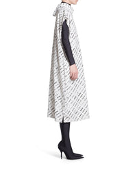 Logomania All Over Swing Collar Rawcut ecru & black Dress - Ecru & Black