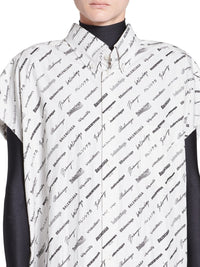 Logomania All Over Swing Collar Rawcut ecru & black Dress - Ecru & Black