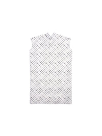 Logomania All Over Swing Collar Rawcut ecru & black Dress - Ecru & Black