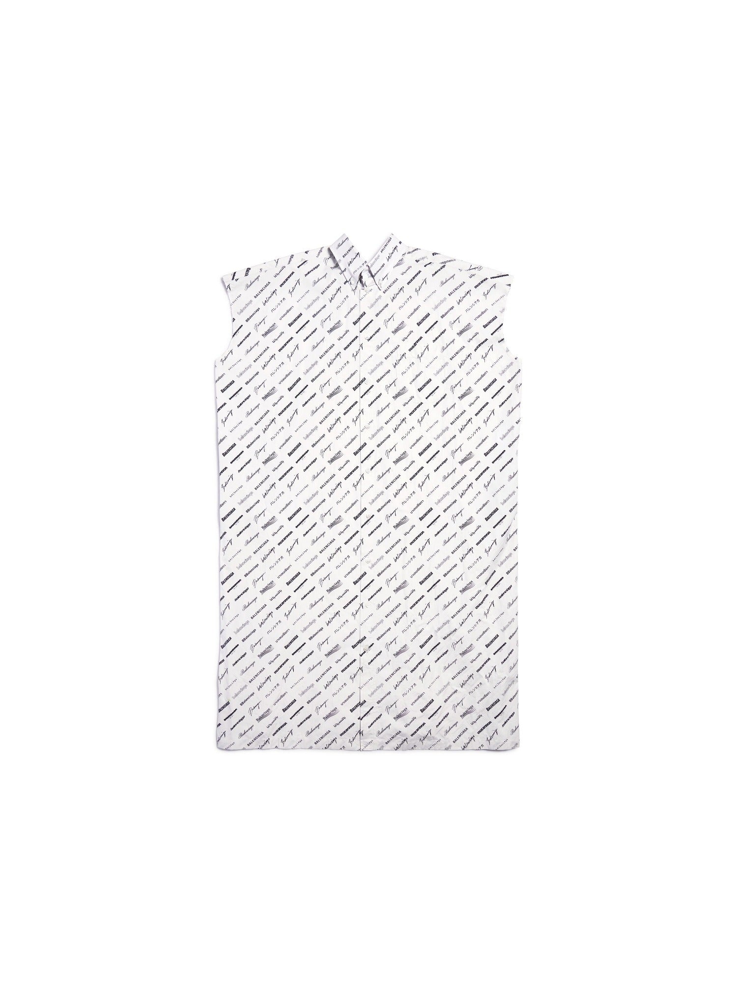Logomania All Over Swing Collar Rawcut ecru & black Dress - Ecru & Black