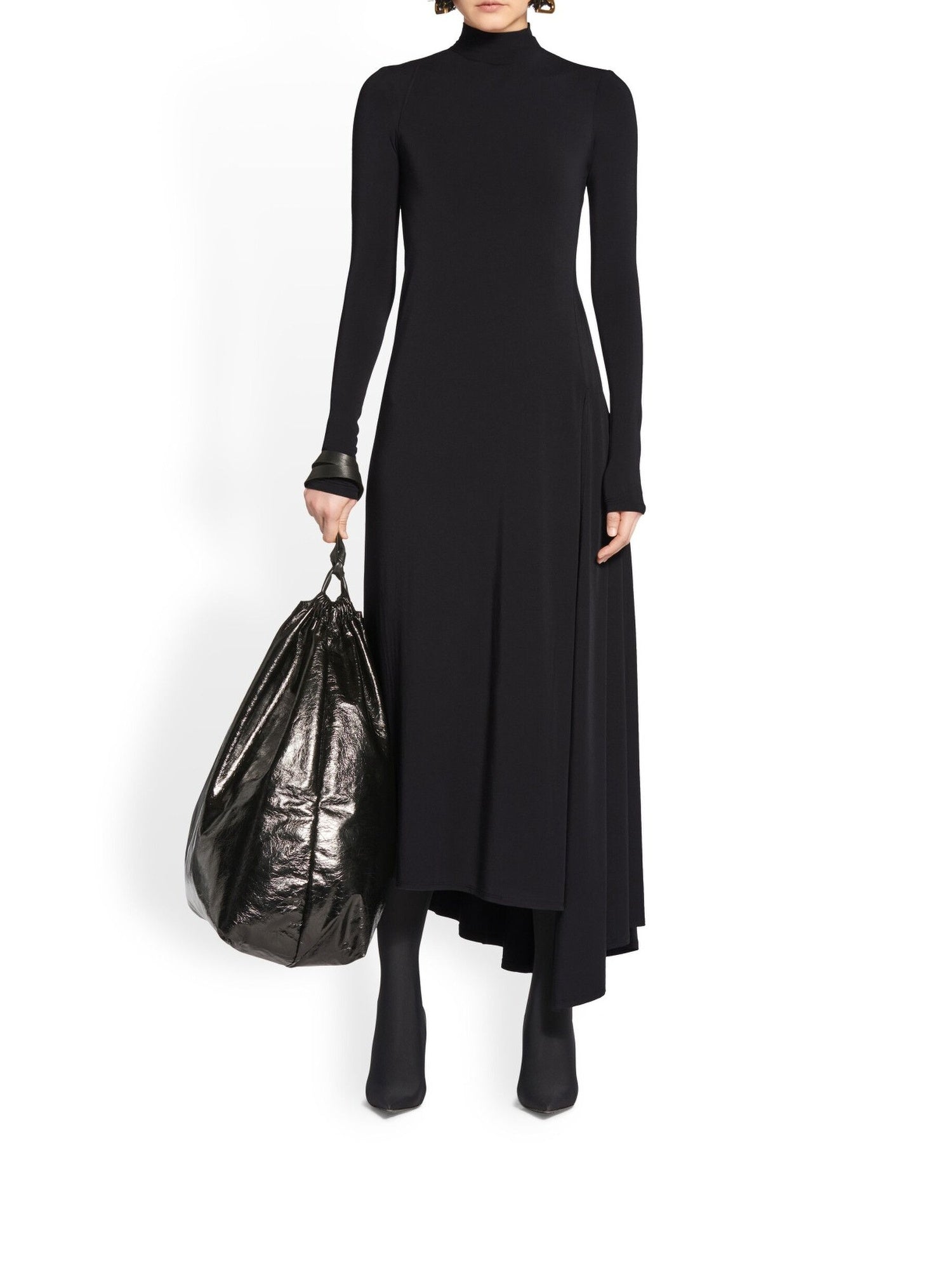 Twisted Slit black Dress - Black