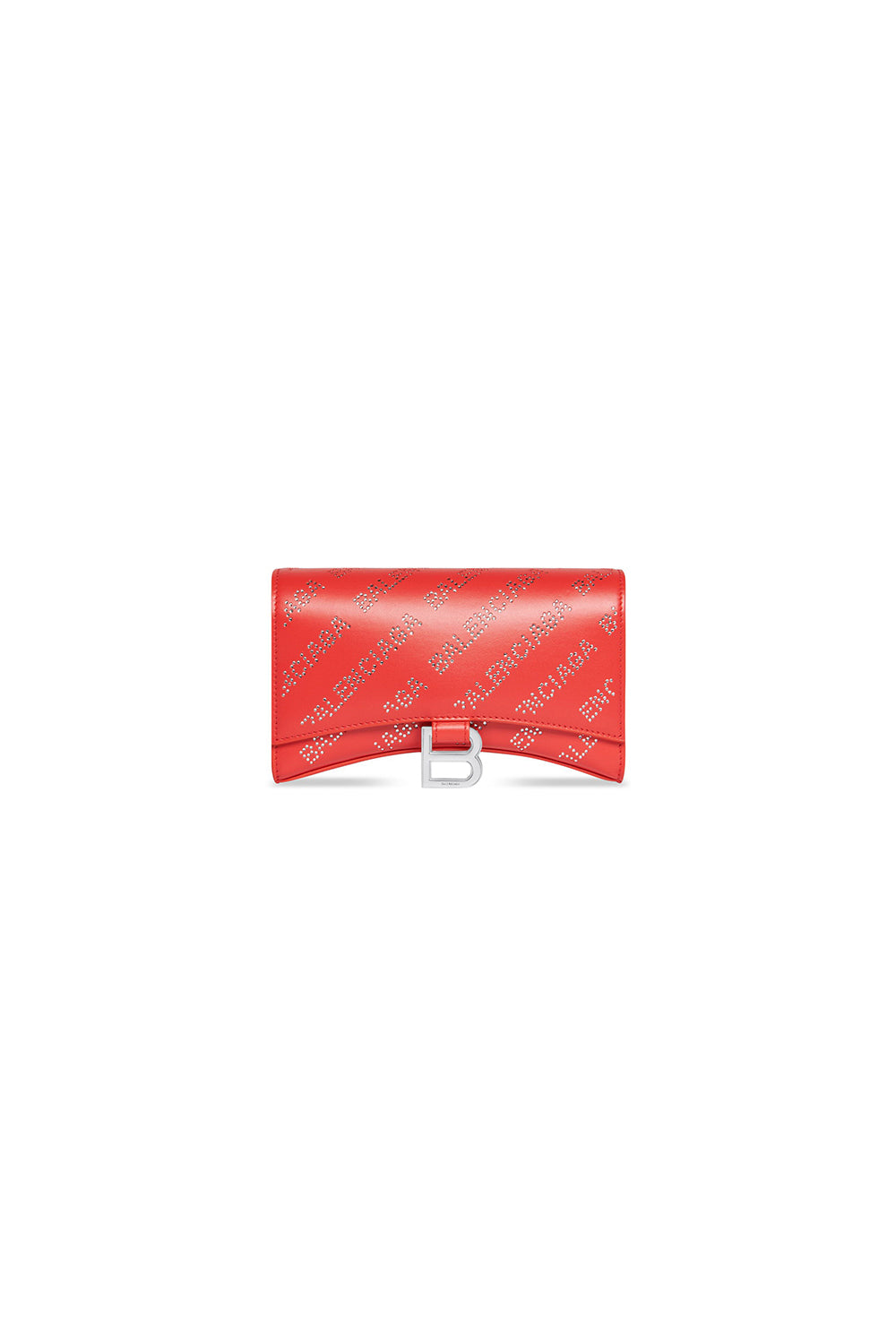 Hourglass tomato red Wallet On Chain with Rhinestones - Tomato Red