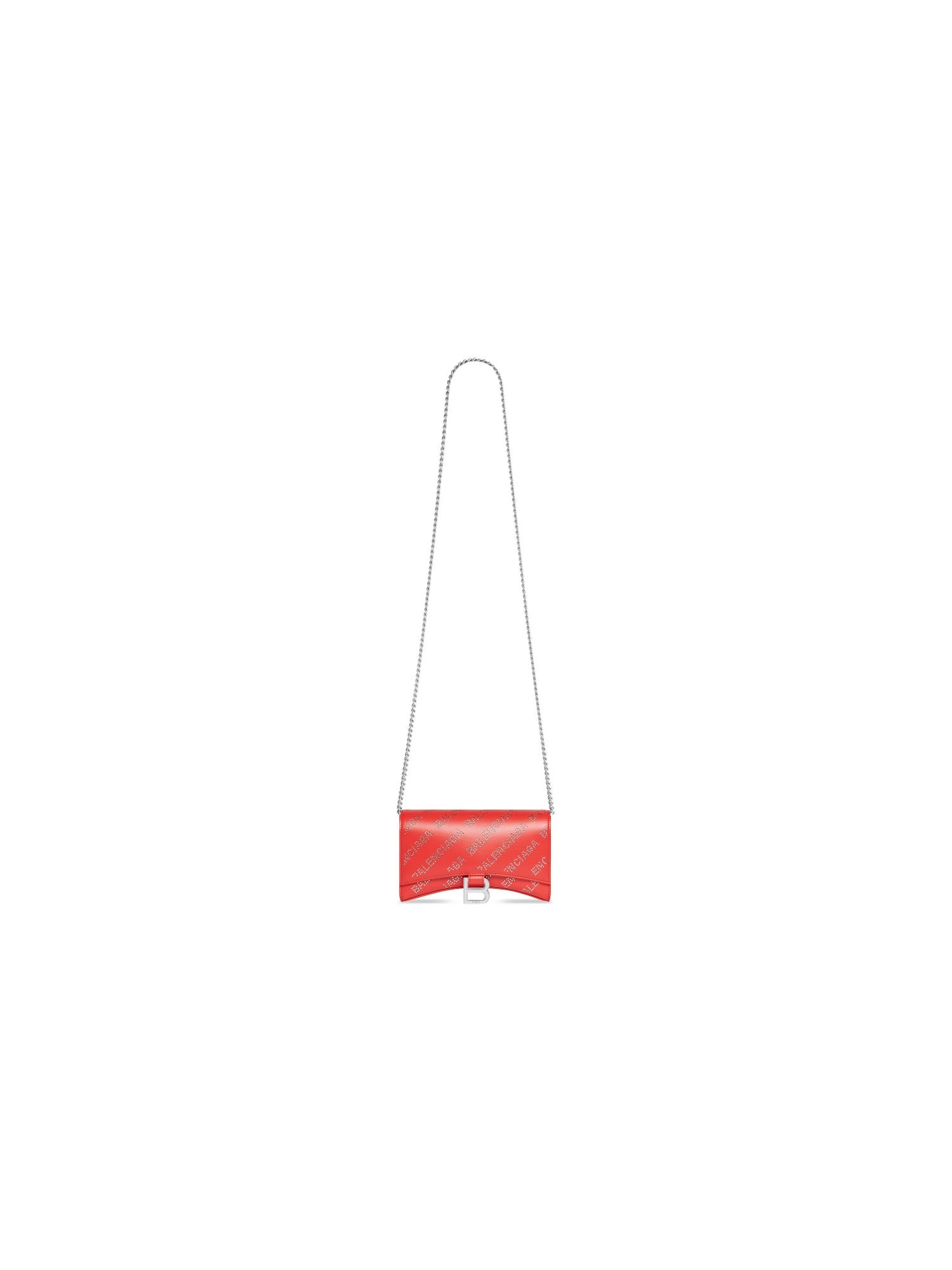 Hourglass tomato red Wallet On Chain with Rhinestones - Tomato Red