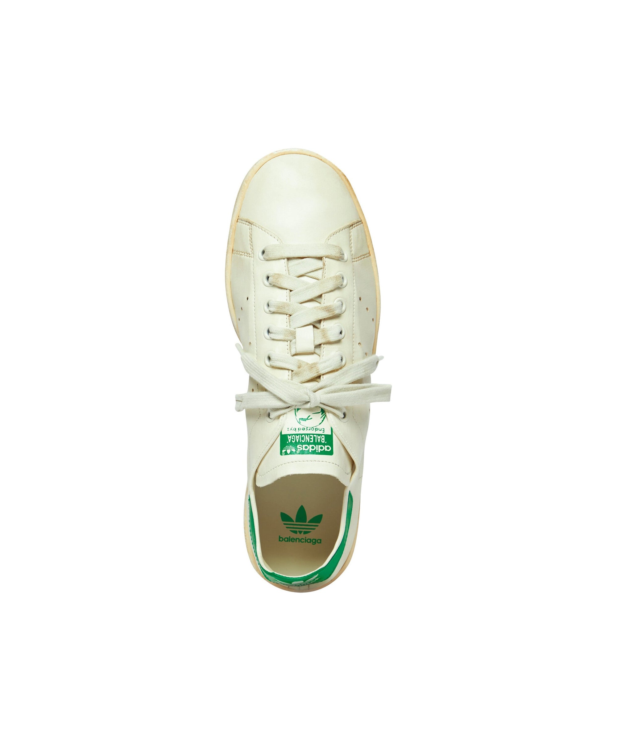 Balenciaga x Adidas Stan Smith Worn-Out Sneakers - Worn Off White & Green