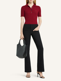 Iconic rib knit polo Shirt - Grenat