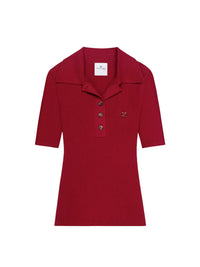 Iconic rib knit polo Shirt - Grenat
