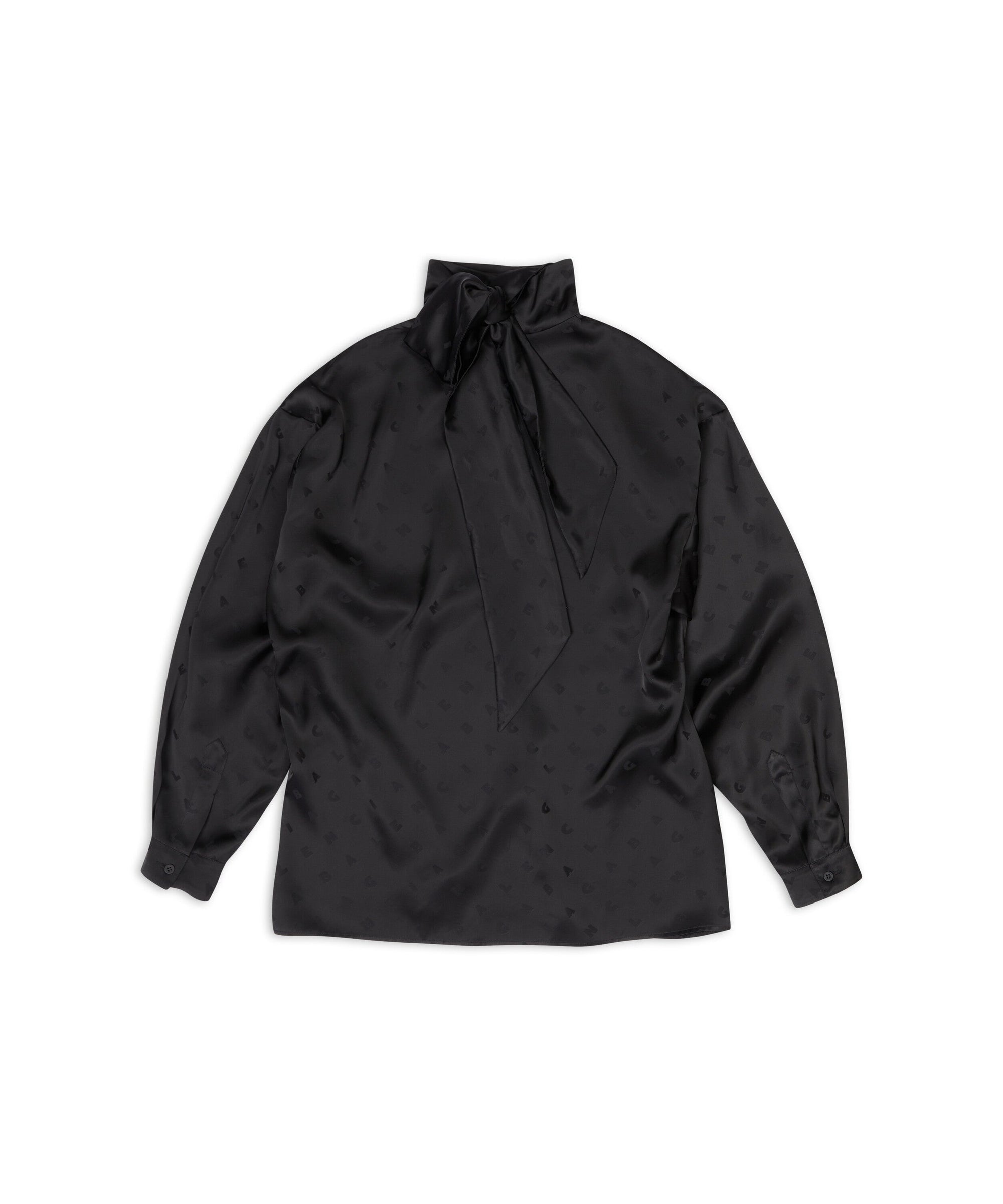 Logo Letters All Over Hourglass Blouse - Black