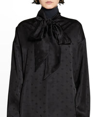 Logo Letters All Over Hourglass Blouse - Black