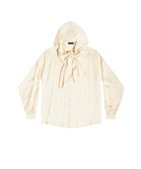 Logo Letters All Over Hooded Blouse - Ivory