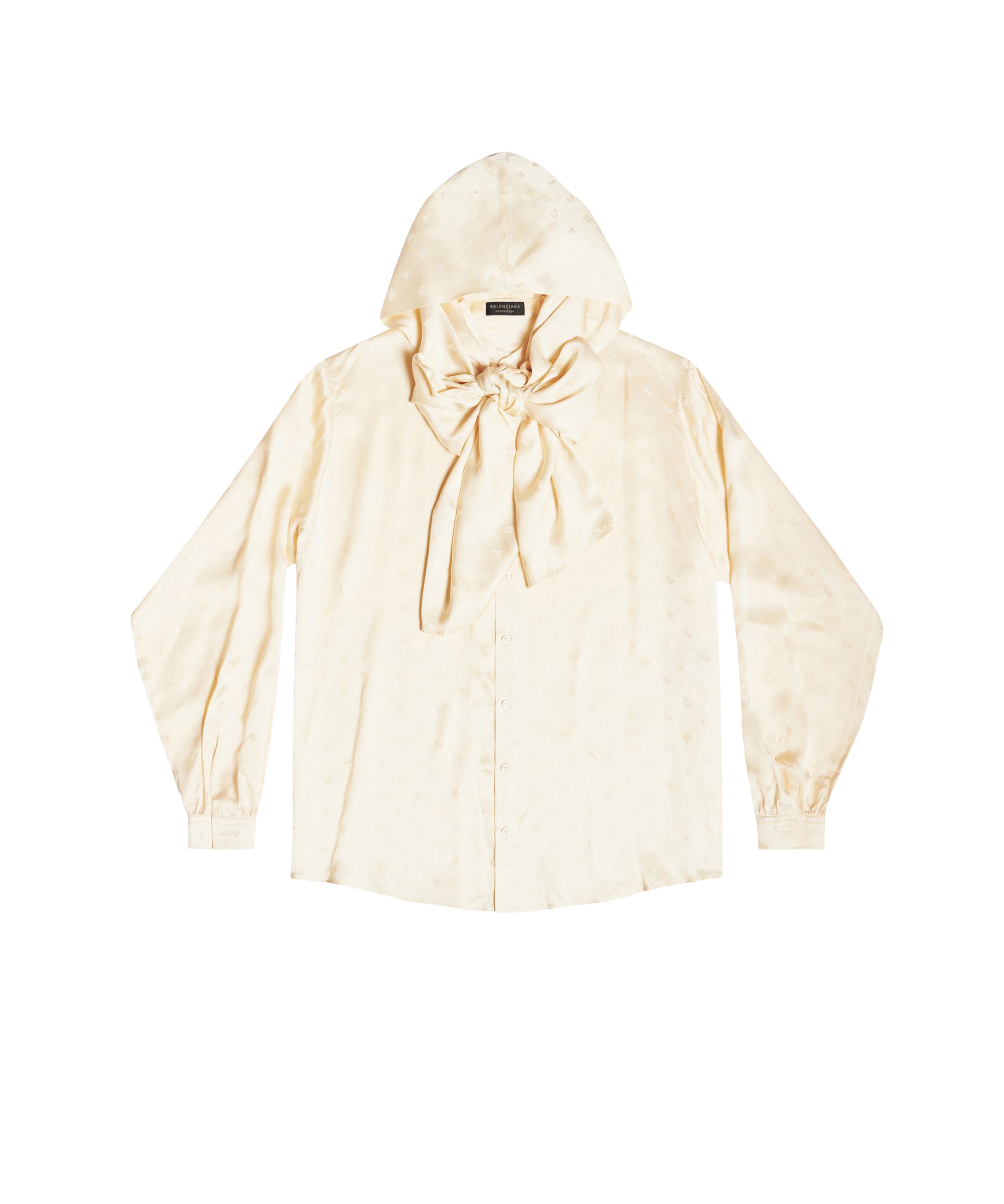 Logo Letters All Over Hooded Blouse - Ivory