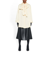 Logo Letters All Over Hooded Blouse - Ivory