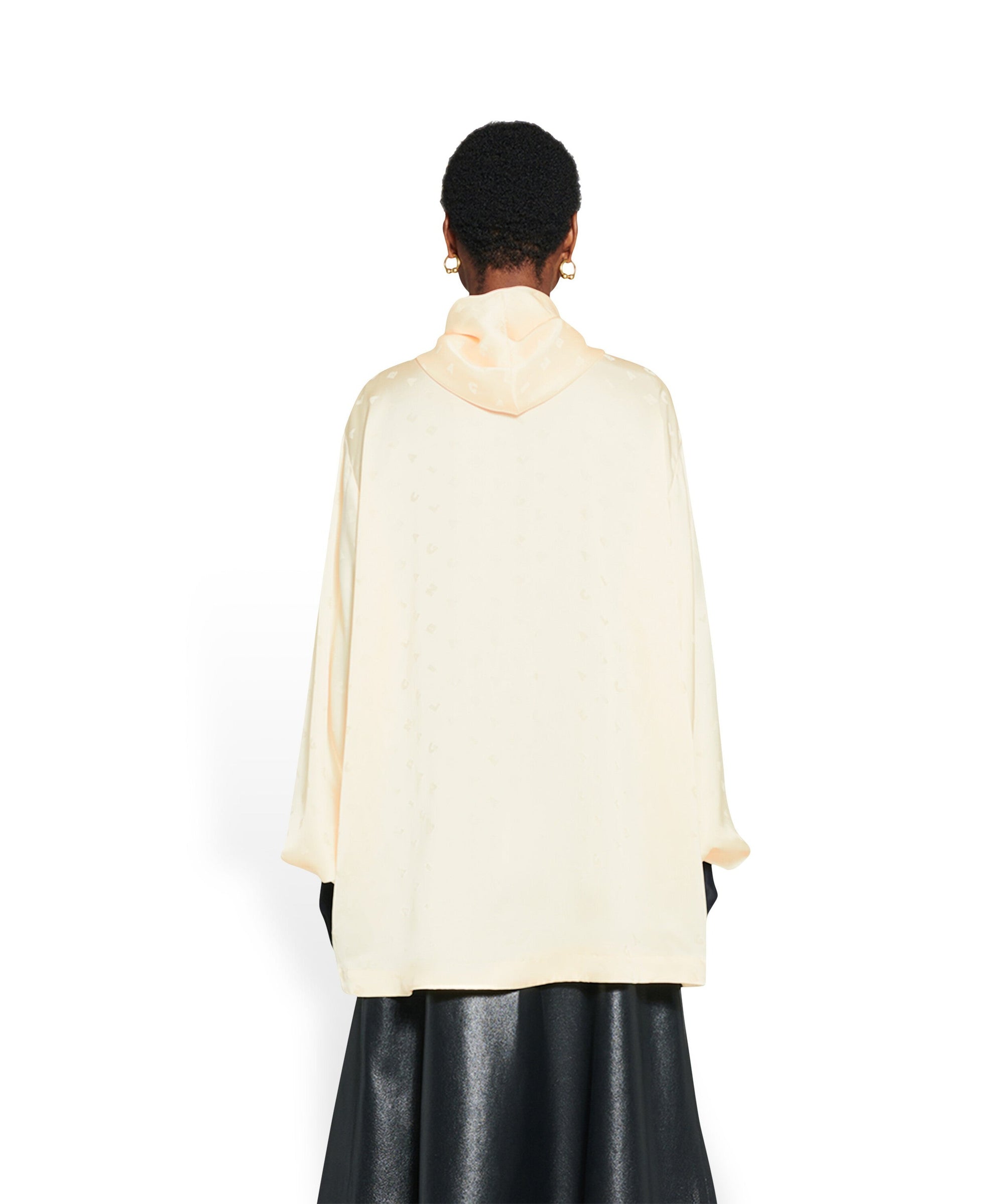 Logo Letters All Over Hooded Blouse - Ivory