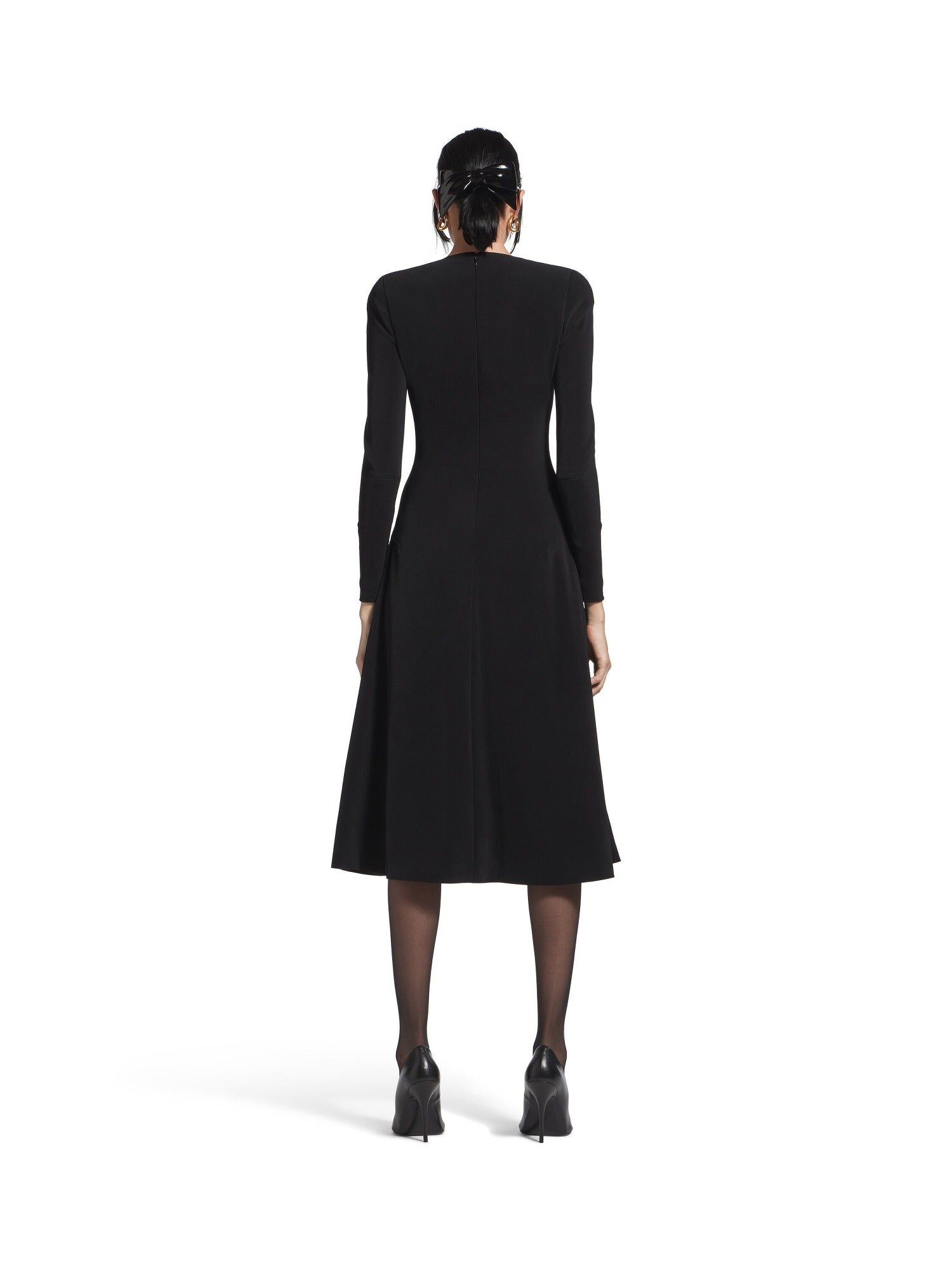 A-Line Crewneck black Dress - Black