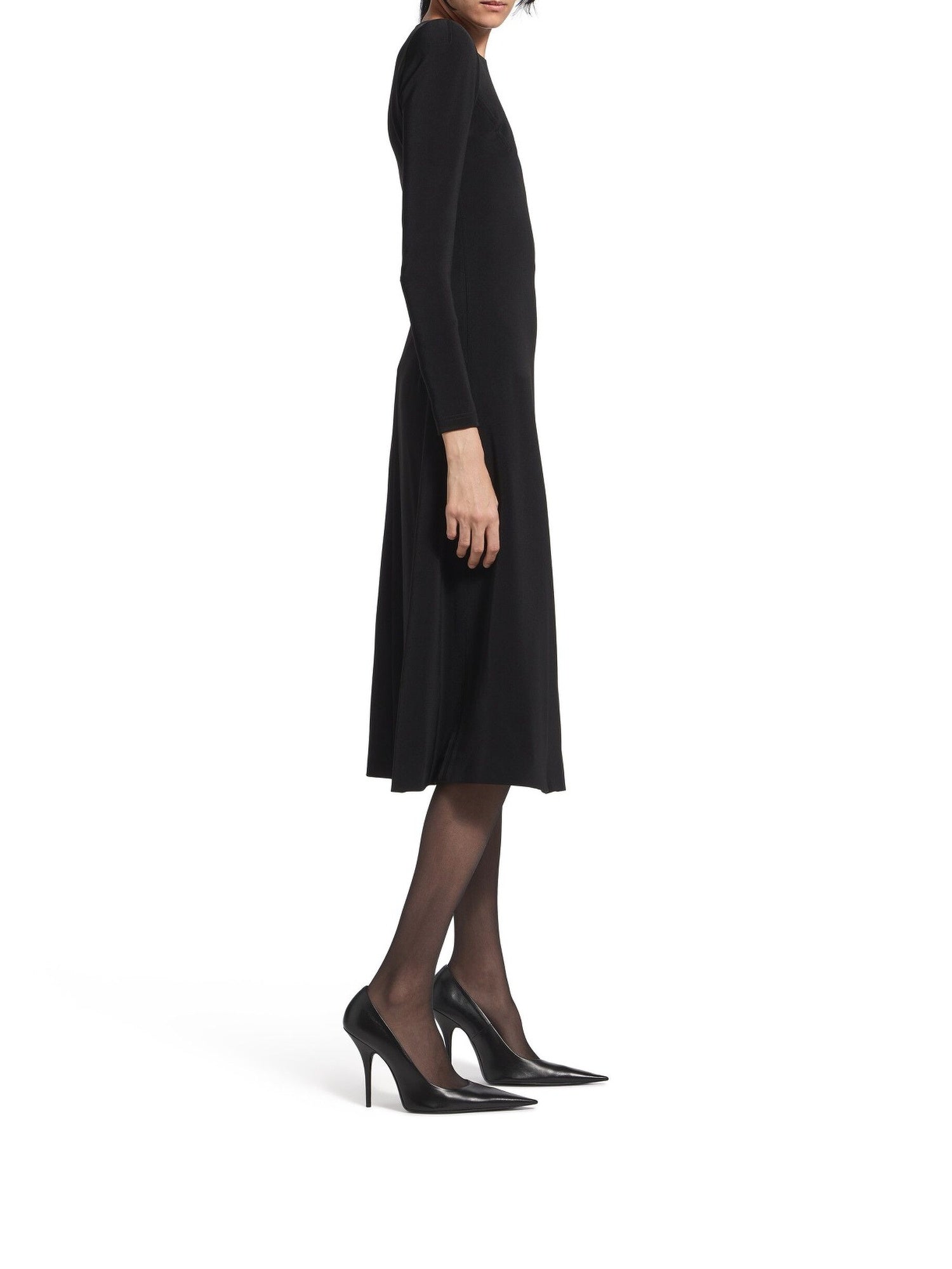 A-Line Crewneck black Dress - Black
