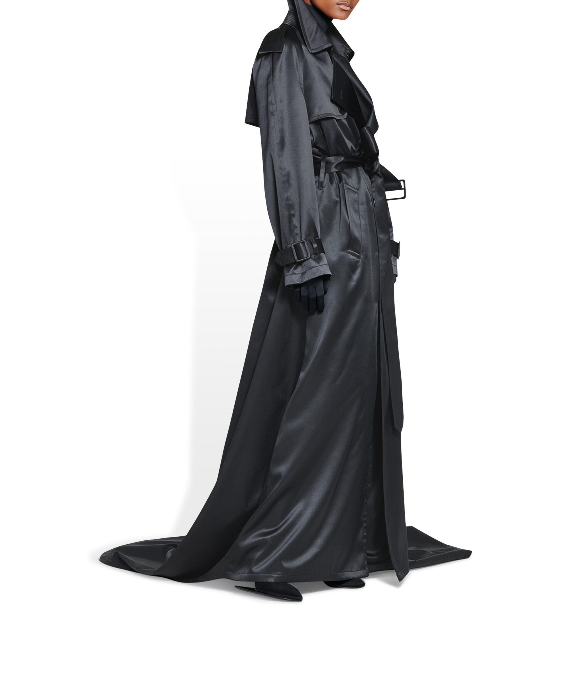 Trench Coat Gown - Black