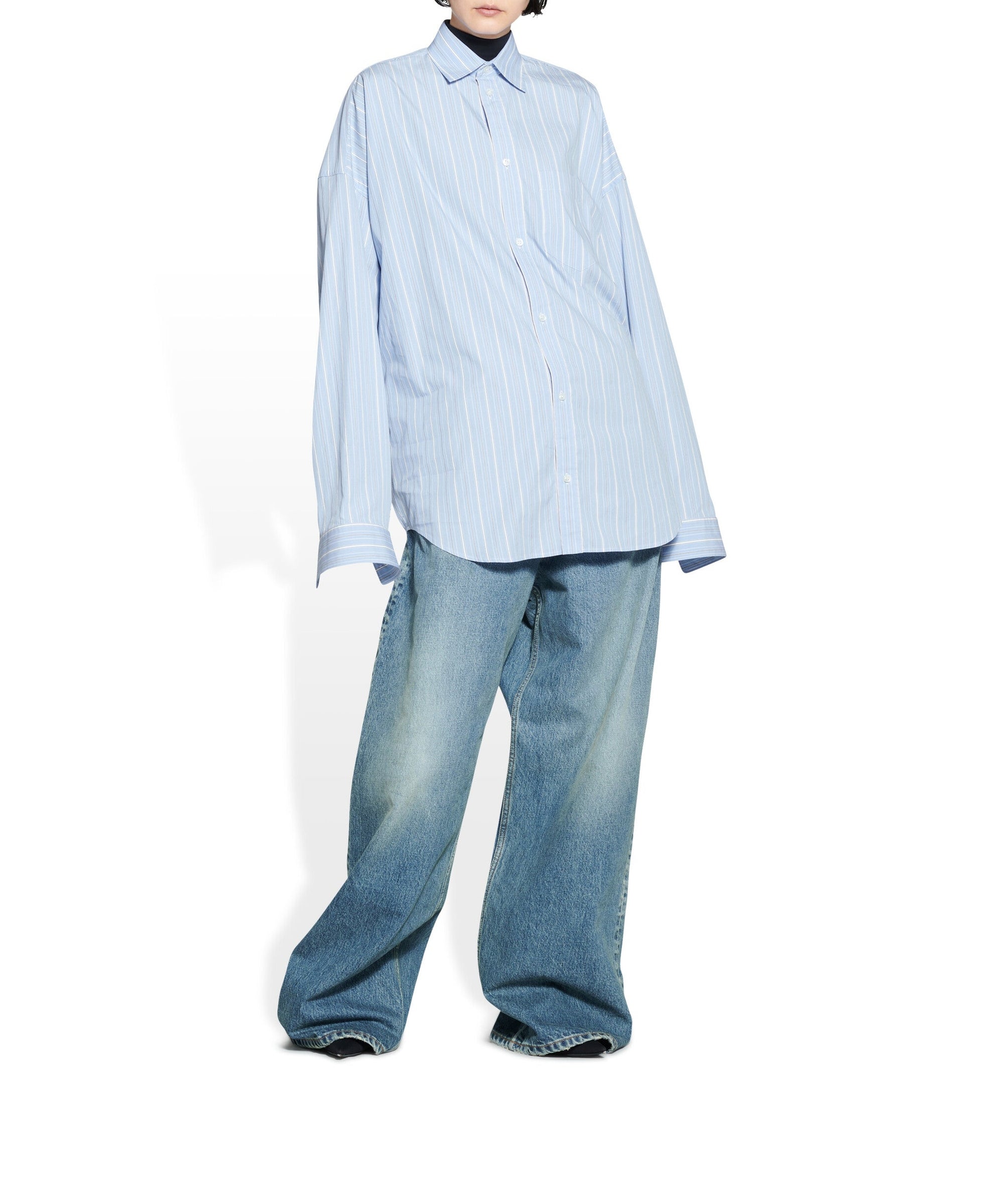 Cocoon Shirt - Skye Blue & White