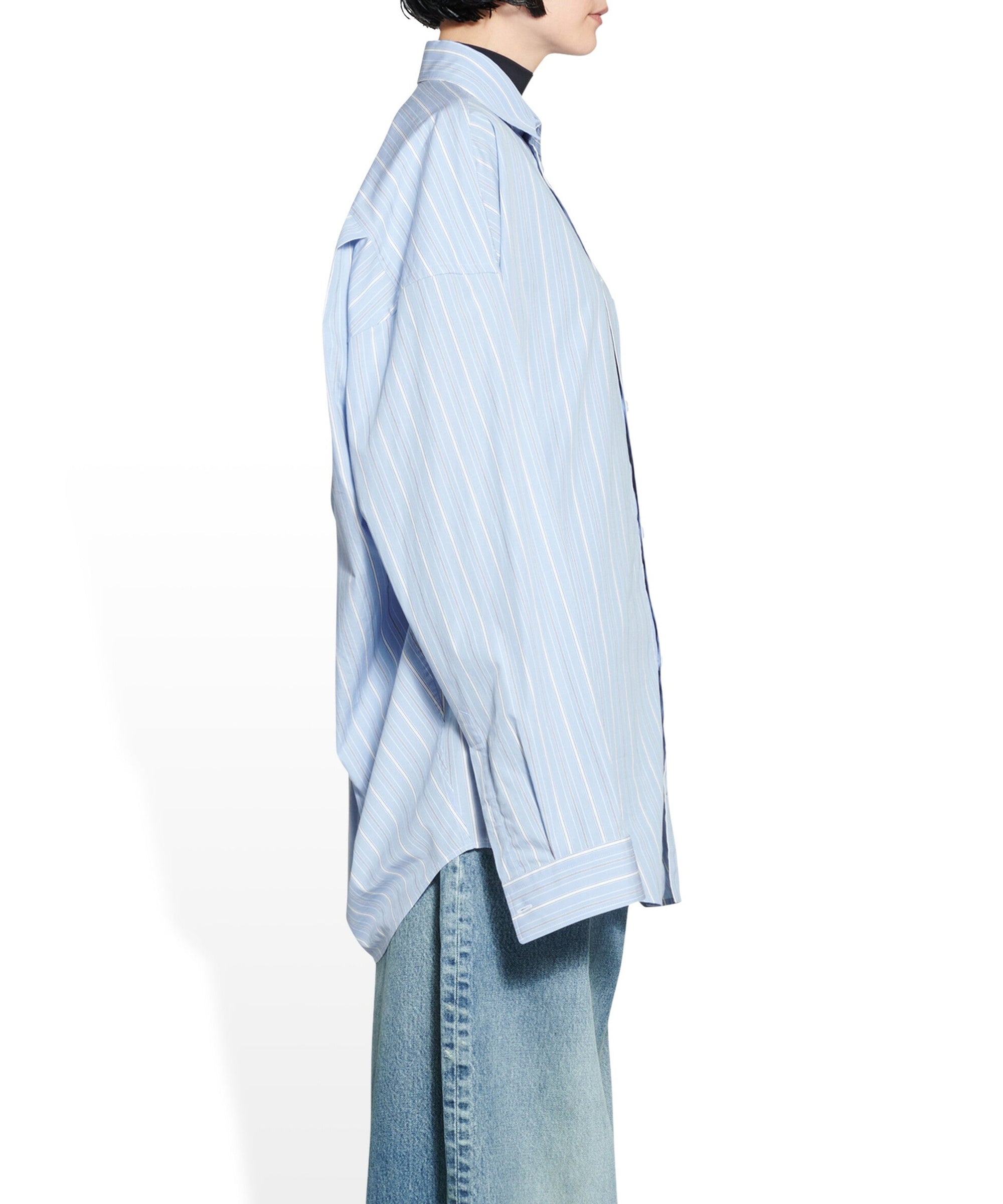 Cocoon Shirt - Skye Blue & White