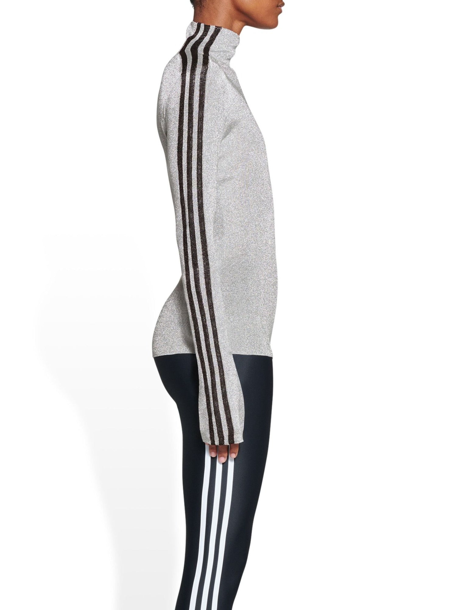 Balenciaga X Adidas Athletic Mock Neck silver & black Turtle Neck - Silver & Black