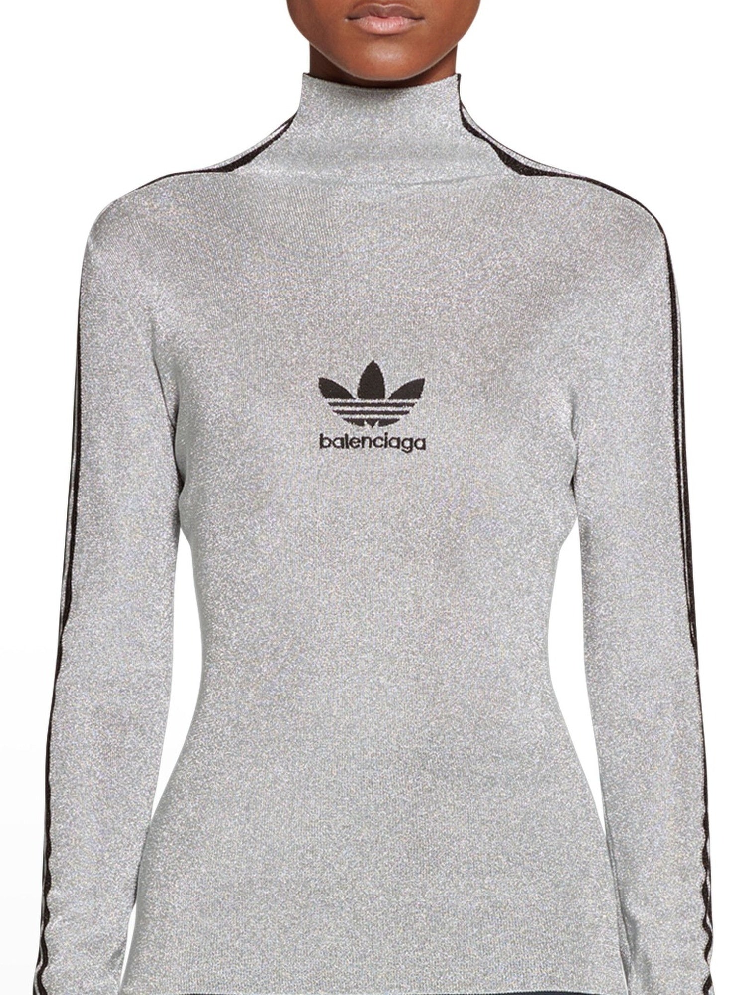 Balenciaga X Adidas Athletic Mock Neck silver & black Turtle Neck - Silver & Black