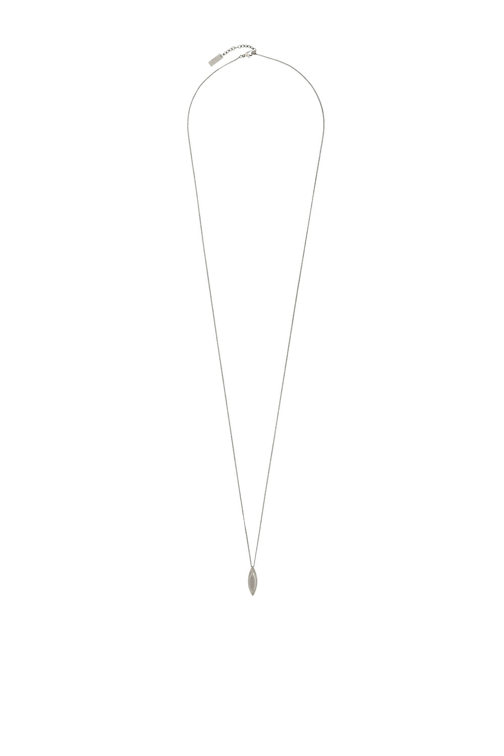 Long Oval Charm silver & black Necklace - Silver & Black