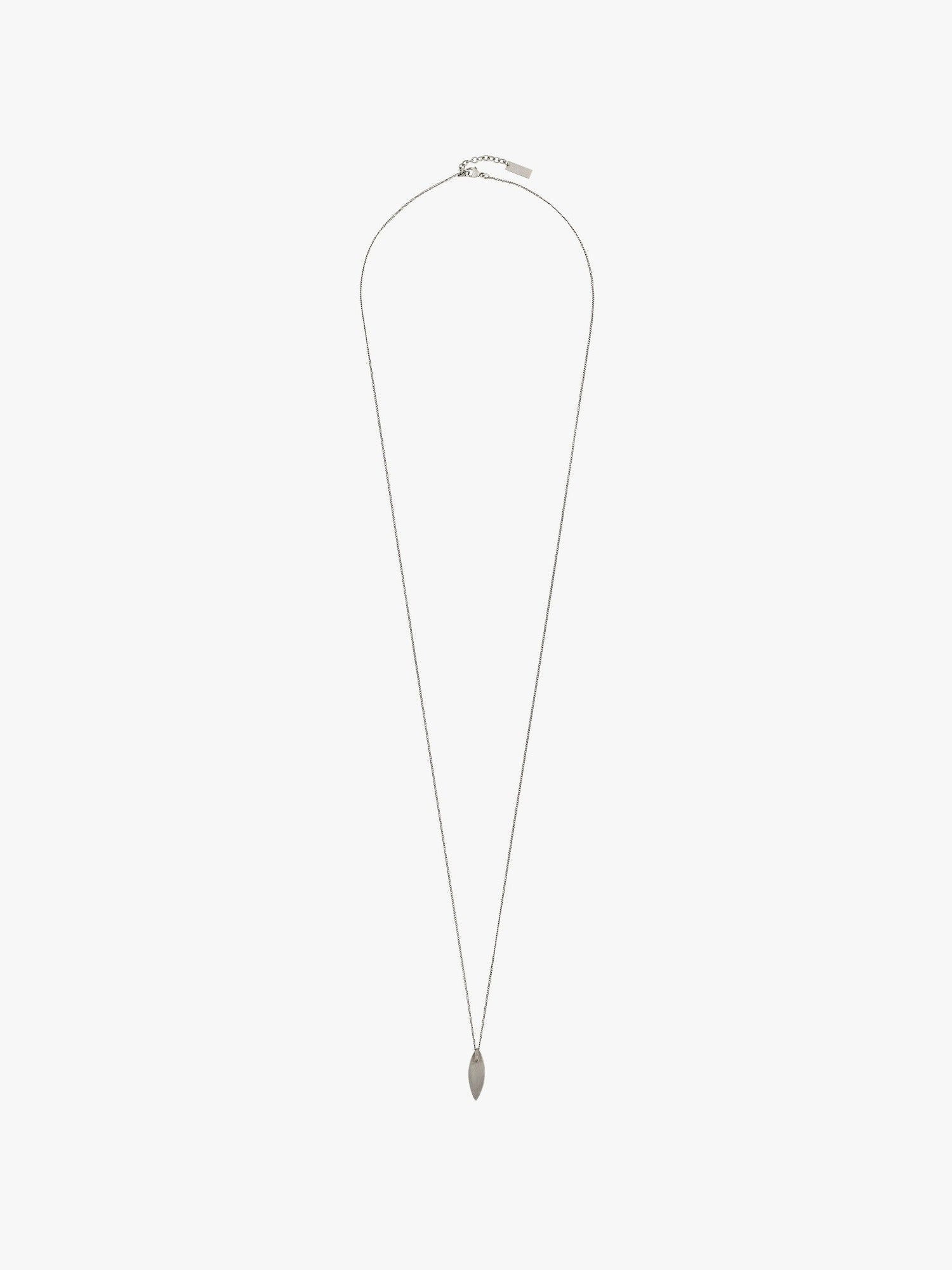 Long Oval Charm silver & black Necklace - Silver & Black